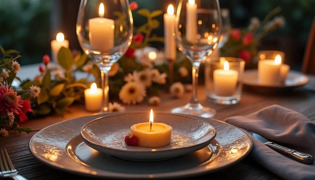 Inspirez-vous pour une décoration de table de dîner élégante grâce aux bougies