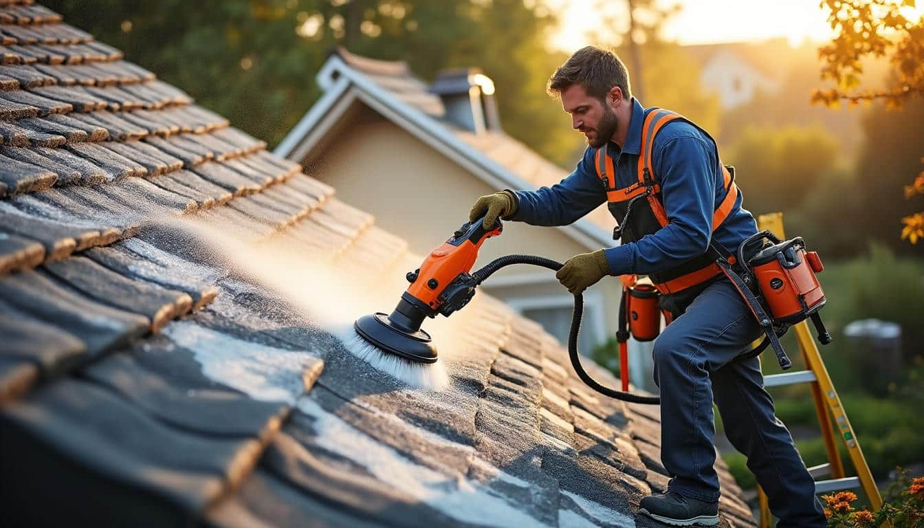 Illustration: Comprendre la perche télescopique pulvérisateur pour l’entretien des toitures