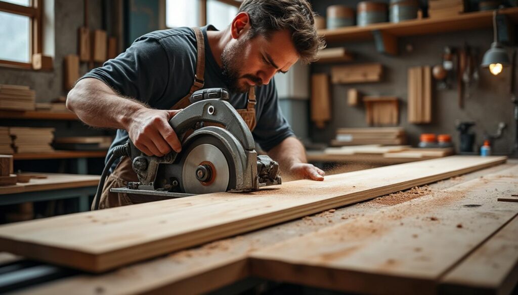 Scie circulaire plongeante avec rail de guidage : précision assurée