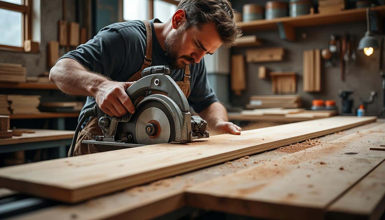 Scie circulaire plongeante avec rail de guidage : précision assurée